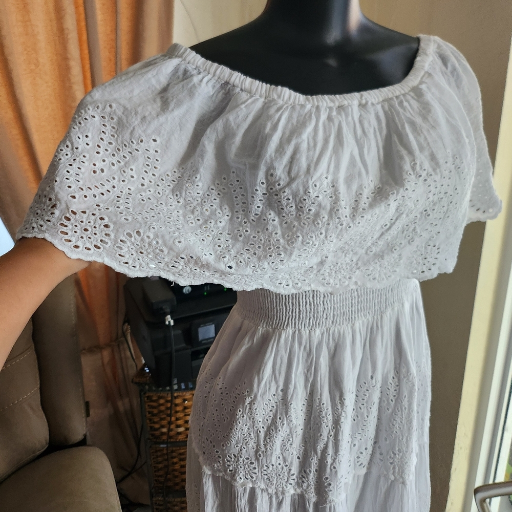 NAOO Nation AK Outfits Summer Off-the-Shoulder White Dress size S - Picture 3 of 7